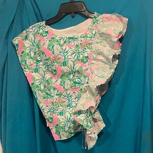 Lilly Pulitzer Pink and Green Floral Crop Top